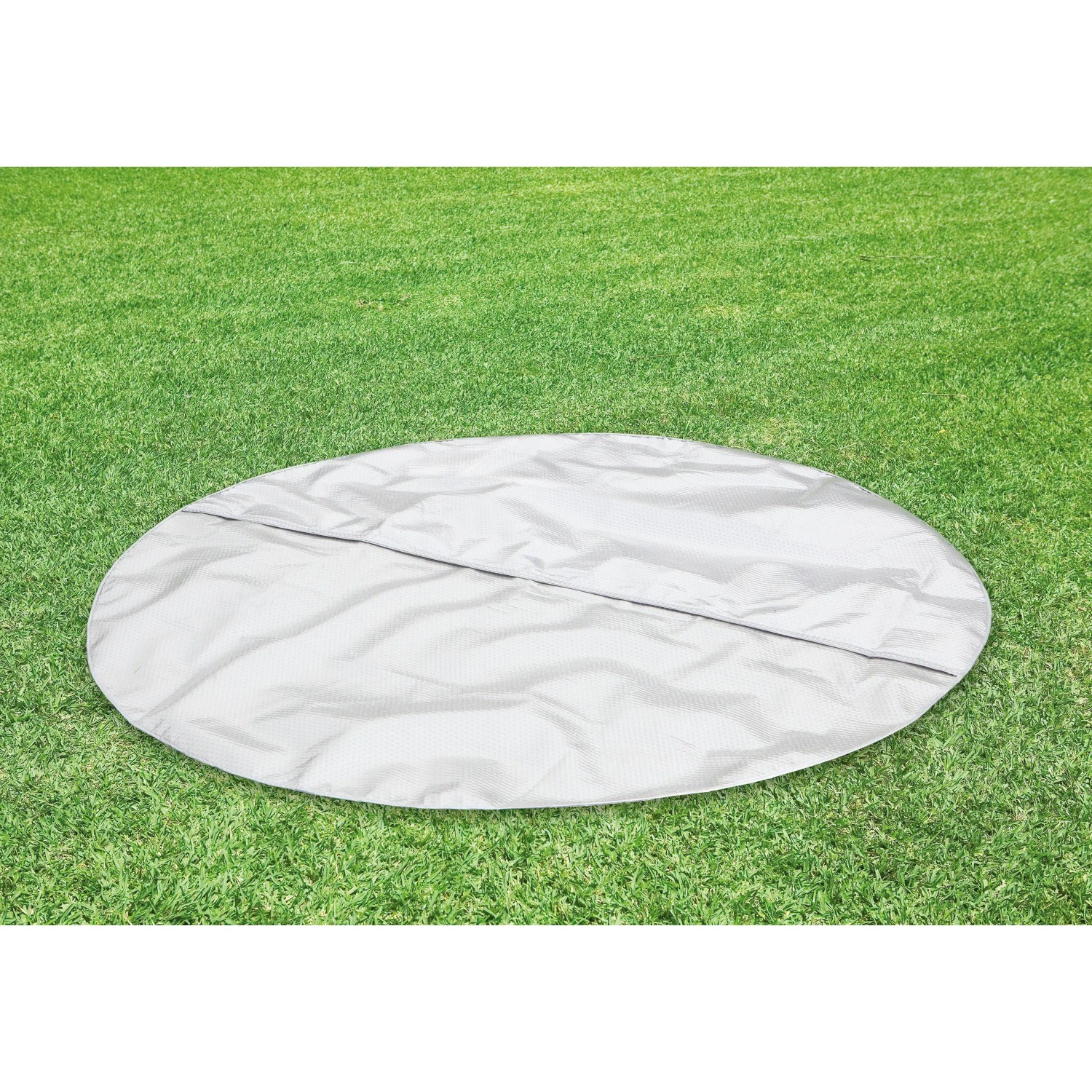 Abdeckung für Intex PureSpa Plus Bubble Massage Set, Ø 196 cm, auf Rasen.