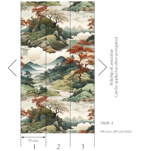 A.S. Creation Fototapete mit Berglandschaft in Beige und Grün, 1,59x2,8m, für ein natürliches Wohnambiente.
