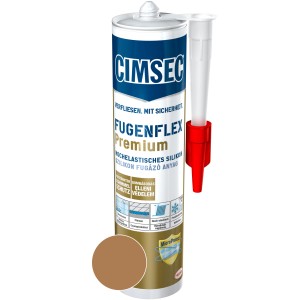 Cimsec Premium Silikon Fugenflex Mandelbraun, Kartusche mit Aufsatz.