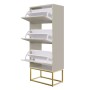Selsey Schuhschrank Veldio Rillenfront Goldfarbenes Gestell Greige 50 cm_4