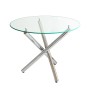 okwish Esstisch mit Glas Metall Wohnzimmer Rundtisch 80x80x76cm Silberfarben