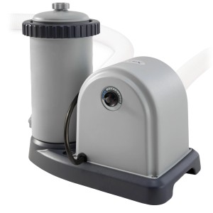 Intex Kartuschenfilteranlage Optimo 636G für Pools, graues Gehäuse mit Filterkartusche.