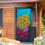 Conacord Türvorhang Flowers, 90x200 cm, Bambus mit Blumenmuster vor Holzhütte.