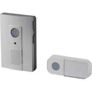 Funkgong mit Blitzlicht, 100 m Reichweite, silberfarben, für Haus und Wohnung.