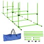 Grünes PawHut Hunde Agility Set aus Kunststoff mit Hürden, Slalomstangen und Tragetasche für Training.