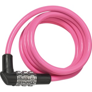 Abus Spiralkabelschloss CC Lock 1102, pinkes Fahrradschloss mit Zahlencode.