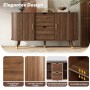 okwish Sideboard mit 2 Schiebetüren 2 Schubladen Wohnzimmer 140x79.5x40cm Braun_6