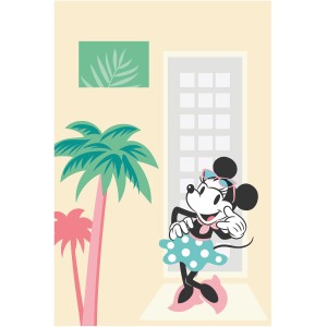 Wandbild: Minnie Mouse mit Palmen, 50x70 cm. Dekoratives Bild für Kinderzimmer.