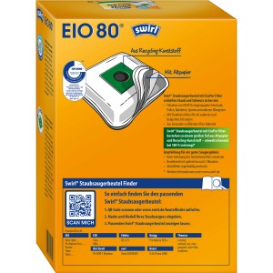 Swirl EIO 80 EcoPor Staubsaugerbeutel, 4 Stück, für Staubsauger Zubehör.