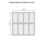 Fundamentplan des Karibu Gartenhauses Speedy A mit Maßen 2090x2120 mm und Bodenaufteilung.