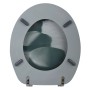 Grauer MSV WC-Sitz Kieselstein aus MDF mit Edelstahl-Scharnieren, 42,5x36,5x5 cm.