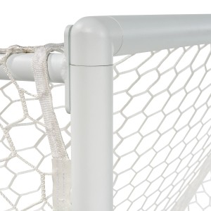 Detailaufnahme: Weißes Exit Scala Fußballtor aus Aluminium, 120x80cm, mit Netz.