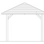 Technische Zeichnung: Skan Holz Pavillon Orleans 1, weiß lasiert, mit Maßangaben.