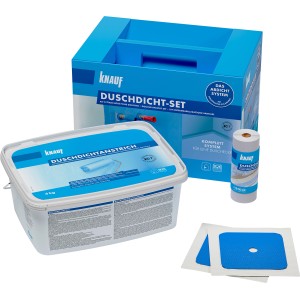 Knauf Duschdicht-Set für Dusche: Dichtanstrich, Dichtband und Dichtmanschetten im Komplettset.