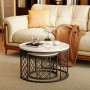 okwish Couchtisch mit 2er-Set Satztische Wohnzimmer 70x 70x 45cm Weiß Schwarz_8