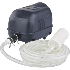 Ubbink AIR 2000 Teichbelüftungspumpe (14 W, 1800 l/h) mit Schlauch und Ausströmerstein.
