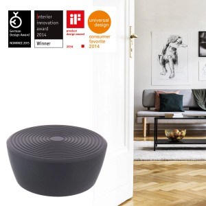 Schwarzer Wagner Türstopper Space, flexibel schraub- oder klebbar, Ø 60 mm.