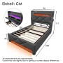 okwish Polsterbett 90x200cm mit LED Stauraum USB Kopfteil Grau ohne Matratze_5