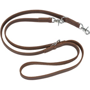 Dunkelbraune Trixie Hundeleine aus Fettleder, V-Leine, 200 cm lang, 20 mm breit.
