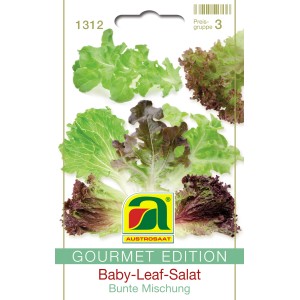 Samenpackung Austrosaat Baby-Leaf-Salat, bunte Mischung verschiedener Salatsorten.