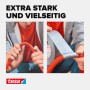 Tesa Extra Power Universal Klebeband silber repariert tropfenden Schlauch. Starkes Gewebeband für schnelle Reparaturen.