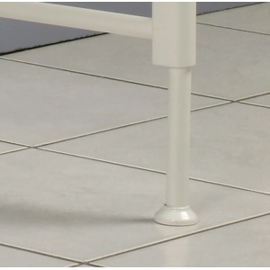 Detailaufnahme: Weißes Ximax Raumteiler-Set mit Standfuß auf Fliesenboden.