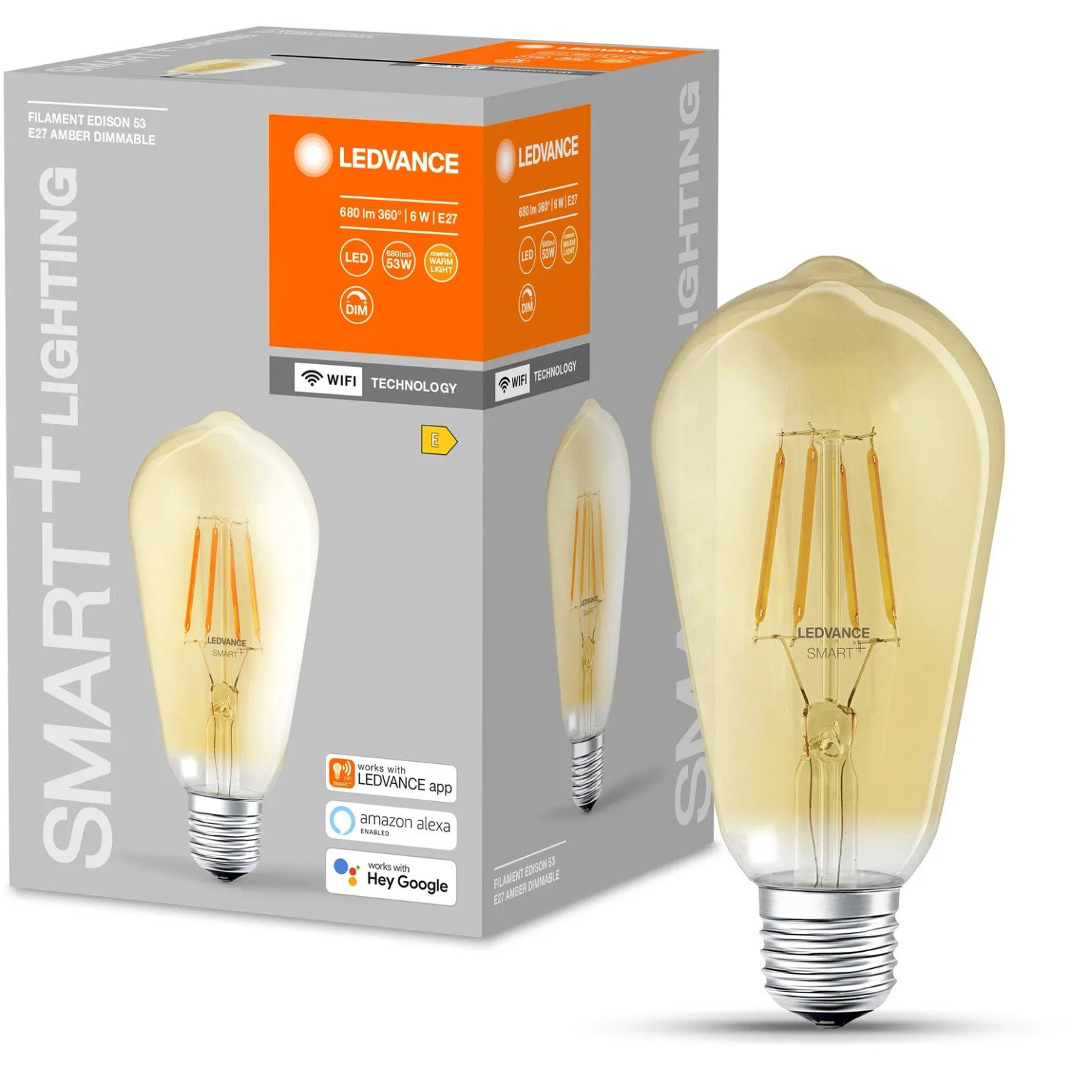 Ledvance Smart+ Filament Edison E27, 6W, Gold: Smarte LED Lampe mit WiFi Technologie.