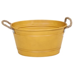 M Collections Zinkwanne Beat Oval Rope 22 cm x 30 cm x 43 cm Gelb