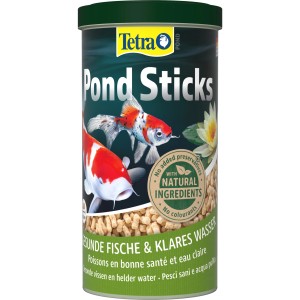 Tetra Pond Fischfutter Sticks 1 l: Hauptfutter für Teichfische im grünen Behälter mit Fischabbildung.
