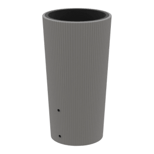 Graue Regentonne Wave 2in1 mit 200 l Fassungsvermögen und Wellen-Design.