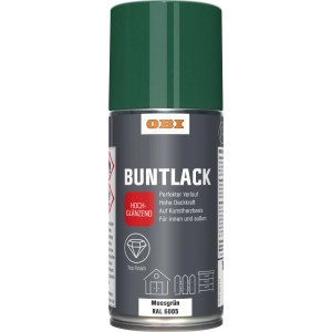 OBI Buntlack Spray Moosgrün RAL 6005, hochglänzend, 150ml Dose.