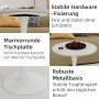 okwish Couchtisch mit Marmor Tischplatte Wohnzimmer Esszimmer 70x70x72cm Weiß_6