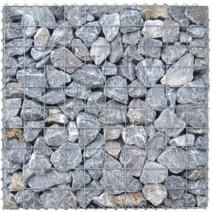 Gabiona Gabione 100x50x30cm gefüllt mit grauen Natursteinen. Drahtgitter mit 10x10cm Maschenweite.