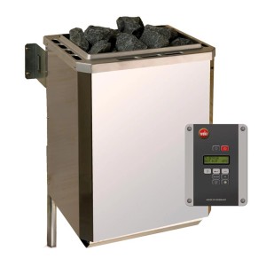 Weka Ofenset 4 mit 9 kW Ofen, Steuerung und Saunasteinen für finnische Sauna.