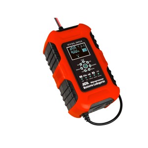 Rotes Apa Batterieladegerät 12/24V 10A für Auto- und Motorradbatterien.