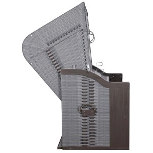 Grau-weißer Strandkorb Fehmarn von Trendy by Devries, seitliche Ansicht.