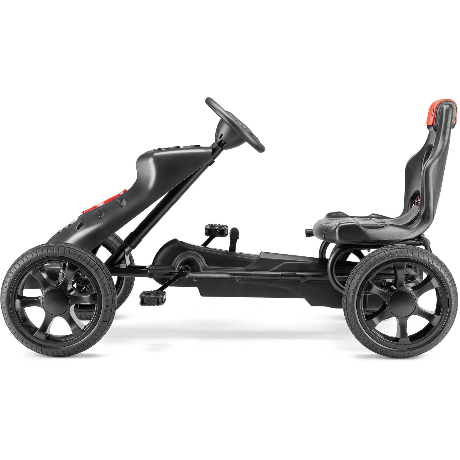 Schwarzes Xootz Go-Kart Venom mit Stahlrahmen, Handbremse und verstellbarem Sitz für Kinder ab 5 Jahren.