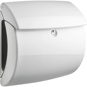 Weißer Burg-Wächter Kunststoff-Briefkasten Piano 886 mit Zeitungsfach.