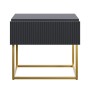 Selsey Nachttisch Veldio Rillenfront Goldfarbenes Gestell Schwarz 50 cm_7