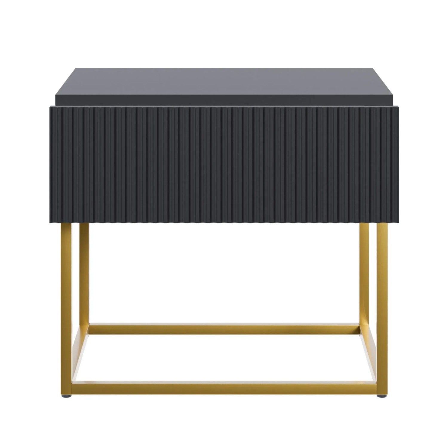 Selsey Nachttisch Veldio Rillenfront Goldfarbenes Gestell Schwarz 50 cm_7