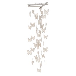 Weißes Boltze Windspiel Sanela, 60 cm, mit Schmetterlingen, Wanddekoration für Innenräume.