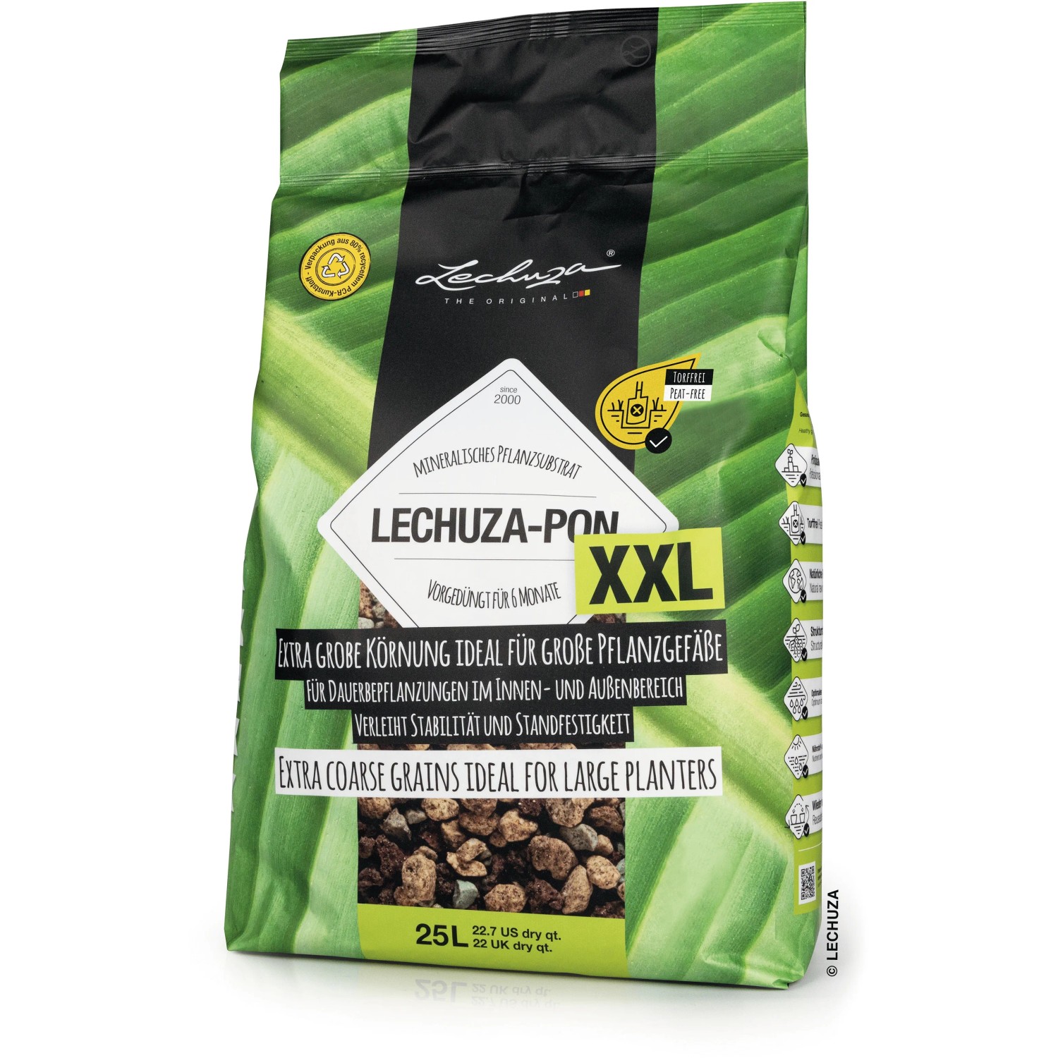 Lechuza Pon XXL Pflanzsubstrat, 25L Sack für Hydrokultur, mineralisch und vorgedüngt.