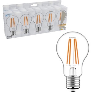5er-Set LED-Leuchtmittel E27, klassische A60 Form, 7W, warmweißes Licht. Ideal für Lampen.