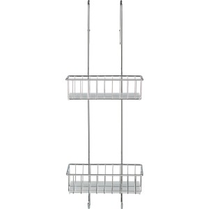Wenko Badregal Aldo mit 2 Edelstahl-Etagen und Haken, zur Aufhängung in der Dusche.