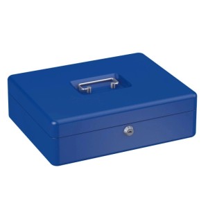 Blaue Basi Geldkassette GK 10*L (H90*B300*T240mm) mit Tragegriff und Schloss.