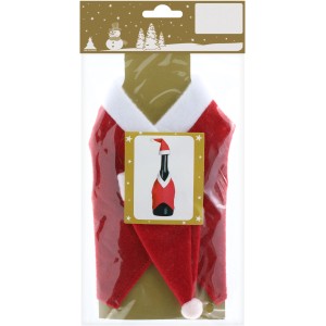 Weihnachtlicher Flaschenanzug Nikolaus aus Filz 2-teilig 15 cm