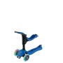 Blauer Globber Go-Up 3in1 Kinderroller mit LED-Leuchtrollen. Verstellbares Aufsitzrad, Laufrad & Scooter.