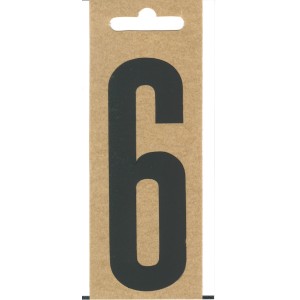Schwarze Folien-Zahl "6" von Seilflechter, selbstklebend, 100 mm hoch, für Boote.