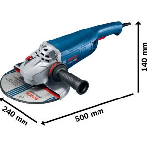 Bosch Professional Winkelschleifer GWS 22-230 J mit Trennscheibe und Zusatzhandgriff.