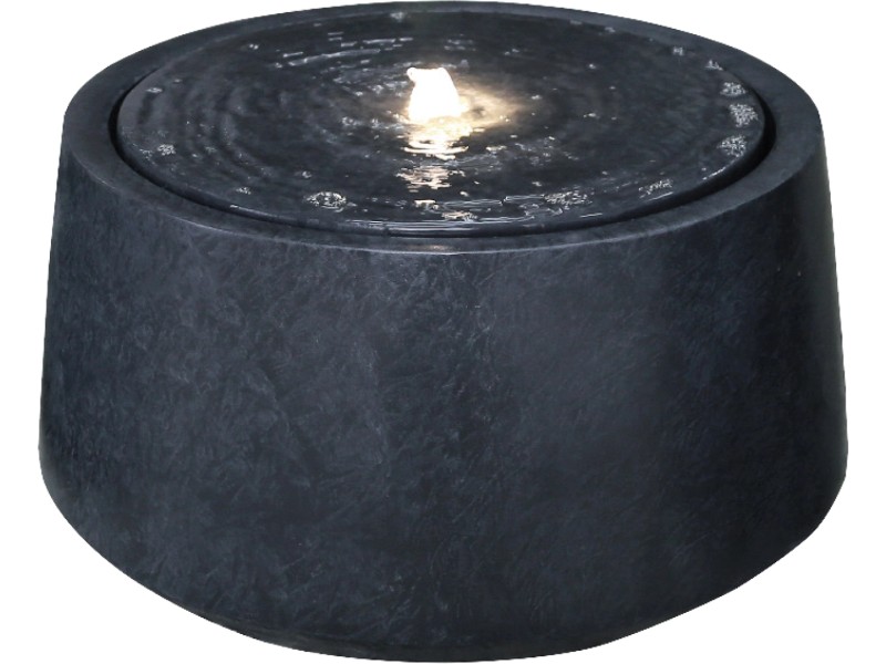 Brunnen mit LED Beleuchtung aus Polyresin Rund Granit Ø 50 cm x 25 cm